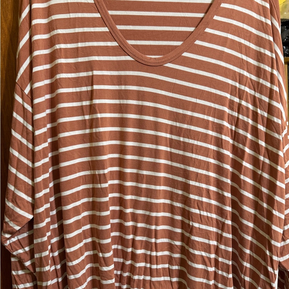Old Navy Brown and White Striped Long Sleeve Top
